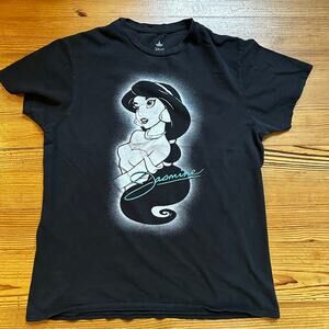 Disney Aladdin Jasmine black cotton white graphic short sleeve shirt SIZE M